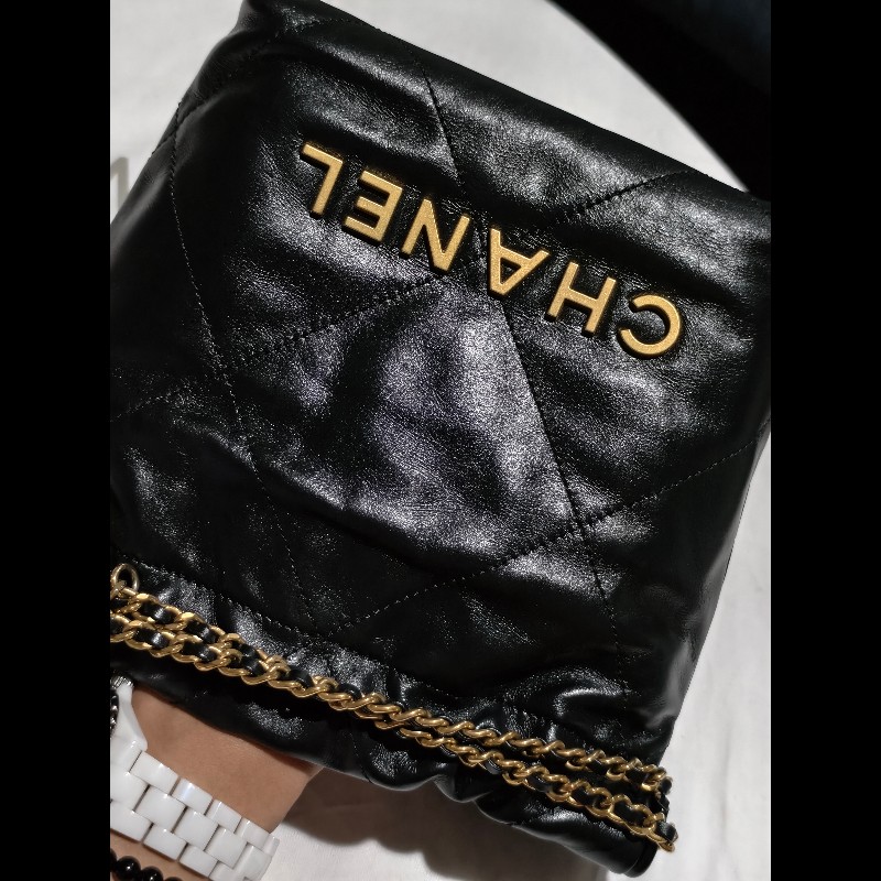 CHANEL 22 MINI 黑金 晶片-8