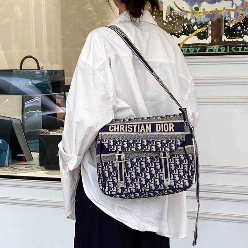 狠狠愛上😍Dior藍色老花中號Diorcamp學院包郵差包單肩斜挎包-7