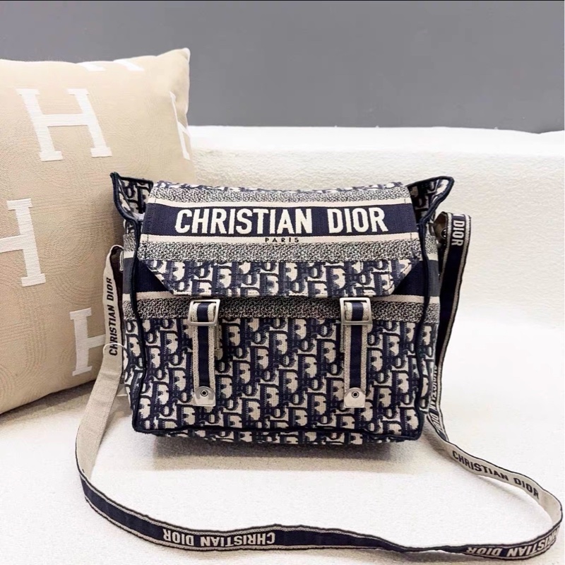 狠狠愛上😍Dior藍色老花中號Diorcamp學院包郵差包單肩斜挎包-13
