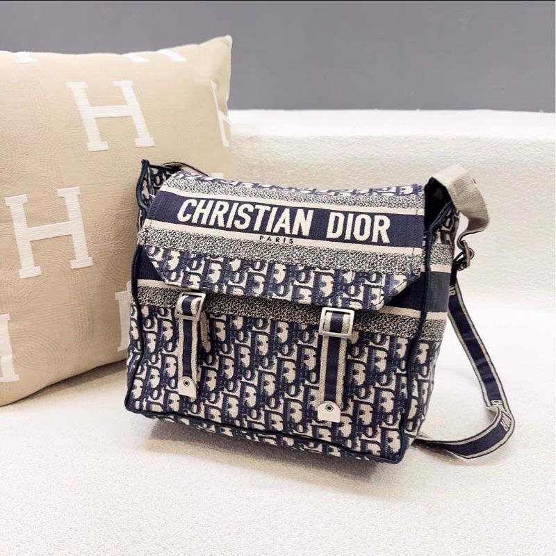 狠狠愛上😍Dior藍色老花中號Diorcamp學院包郵差包單肩斜挎包-15