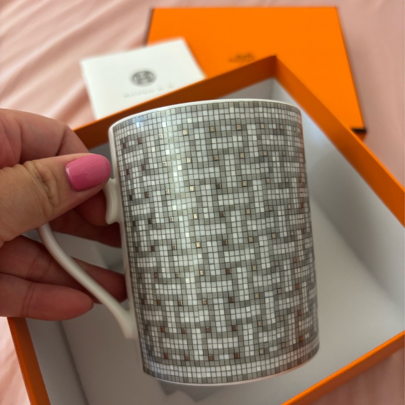 現貨商品 全新商品 專櫃正貨 Hermes 經典銀色馬賽克馬克杯-1