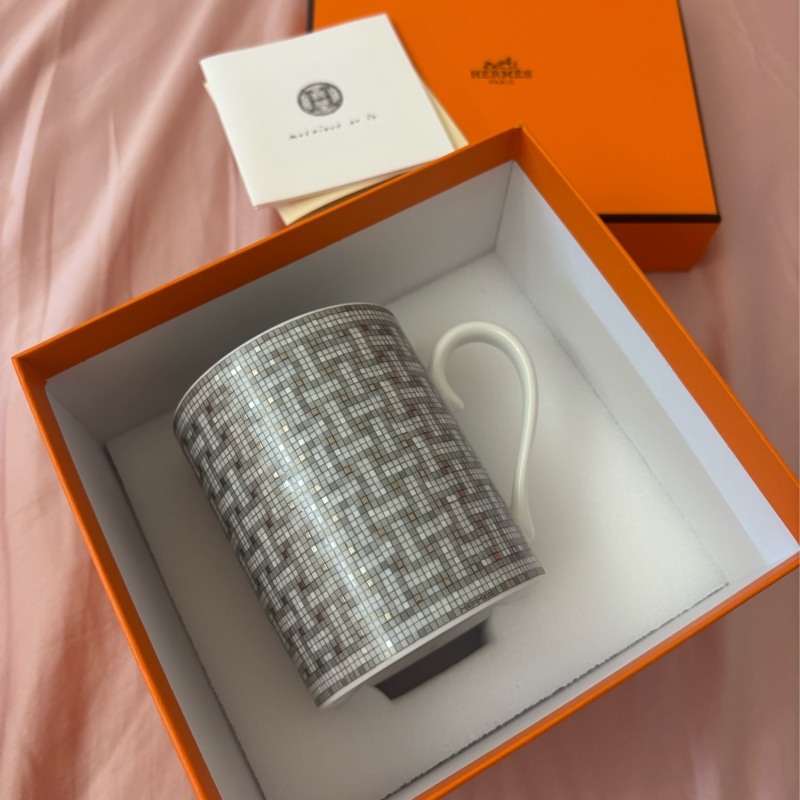 現貨商品 全新商品 專櫃正貨 Hermes 經典銀色馬賽克馬克杯-7