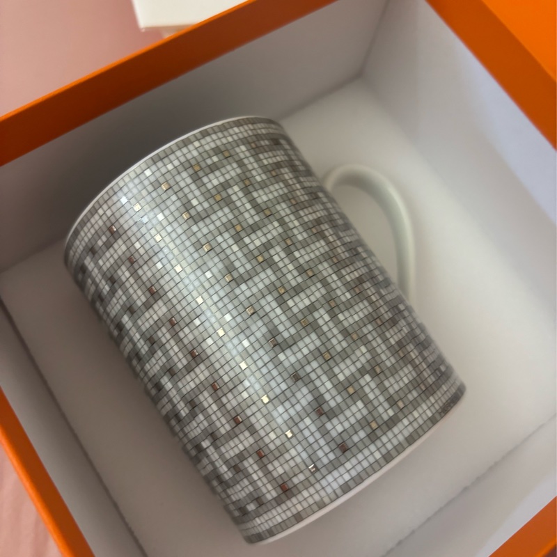 現貨商品 全新商品 專櫃正貨 Hermes 經典銀色馬賽克馬克杯-8