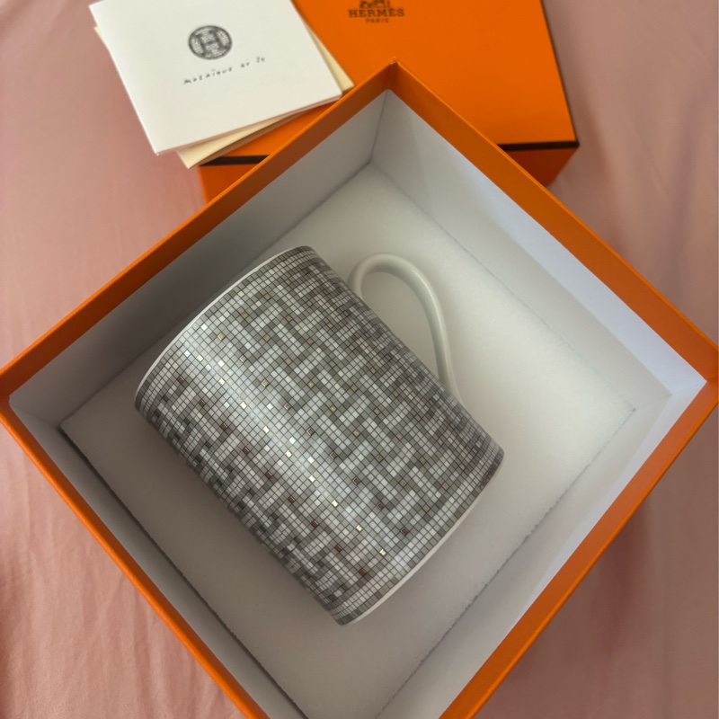 現貨商品 全新商品 專櫃正貨 Hermes 經典銀色馬賽克馬克杯-9