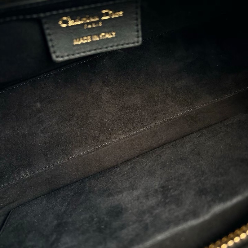 Dior 新款LadyD-sire中號黛妃包 黑金羊皮30*21*8 全新閒置配件塵袋-2