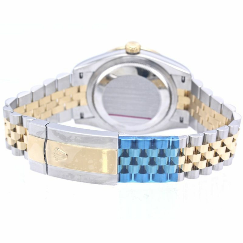 Rolex Datejust 36,10 鑽錶圈,126283RBR,銀色錒刻電腦錶,男士,18K 黃金和不鏽鋼錶殼,40240-3