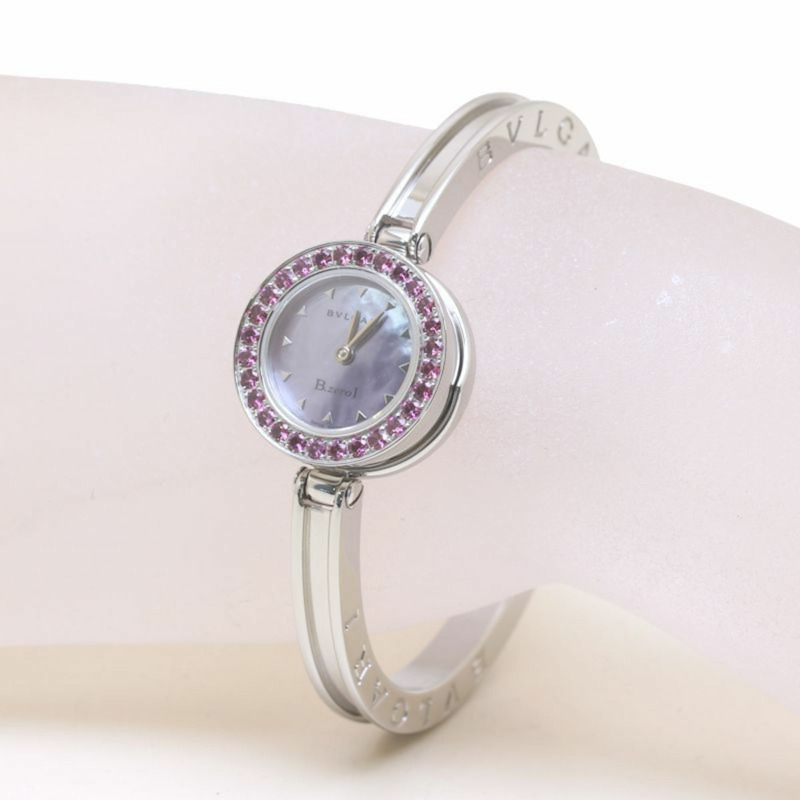 寶格麗 B.zero1 紫紅色石榴石和紫色貝殼 BZ22C2SRS BZ22S 女士腕錶,不鏽鋼材質,40214-2