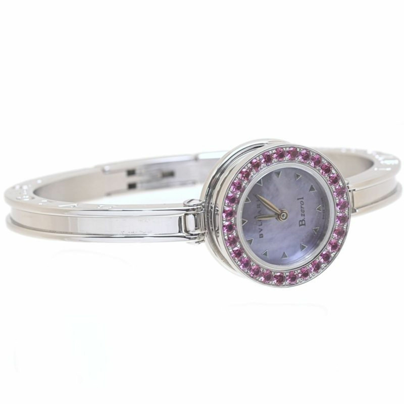 寶格麗 B.zero1 紫紅色石榴石和紫色貝殼 BZ22C2SRS BZ22S 女士腕錶,不鏽鋼材質,40214-5