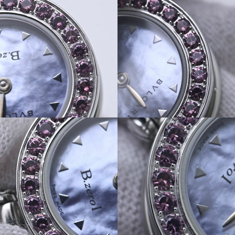 寶格麗 B.zero1 紫紅色石榴石和紫色貝殼 BZ22C2SRS BZ22S 女士腕錶,不鏽鋼材質,40214-6