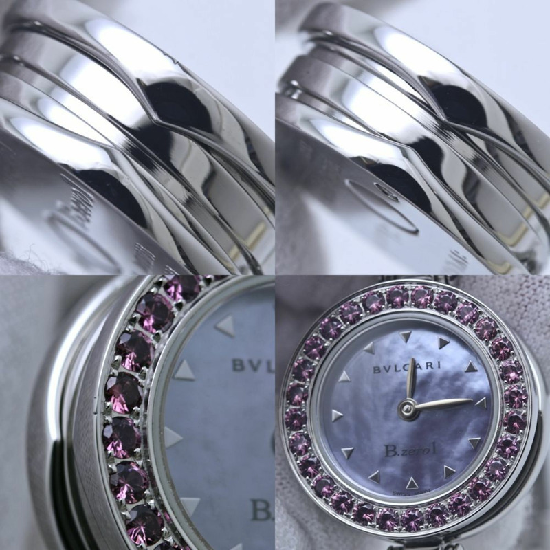 寶格麗 B.zero1 紫紅色石榴石和紫色貝殼 BZ22C2SRS BZ22S 女士腕錶,不鏽鋼材質,40214-7
