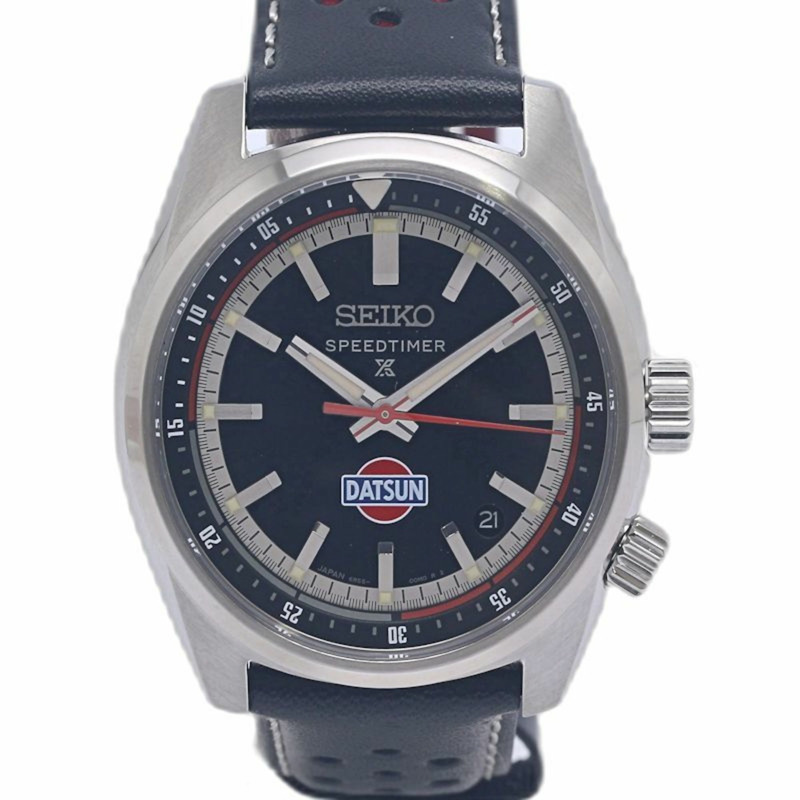 精工 Prospex SBDC219 6R55-00M0 Speedtimer Datsun 240Z 男錶,不鏽鋼錶帶,皮革飾面 (130458)-0