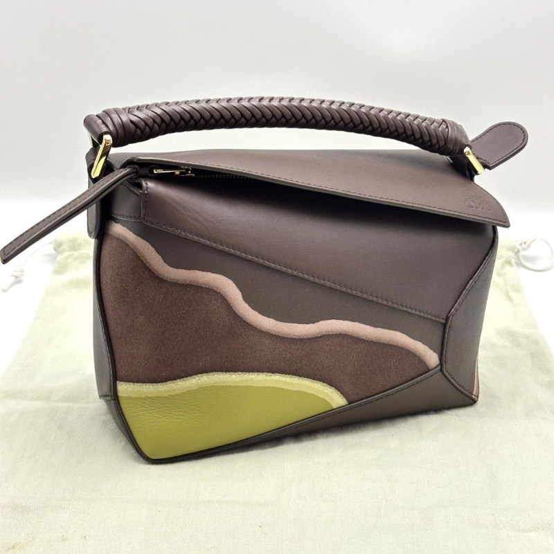 LOEWE 限定皮革拼接幾何手提肩背包24*15.5*11 全新閒置配件塵袋-2