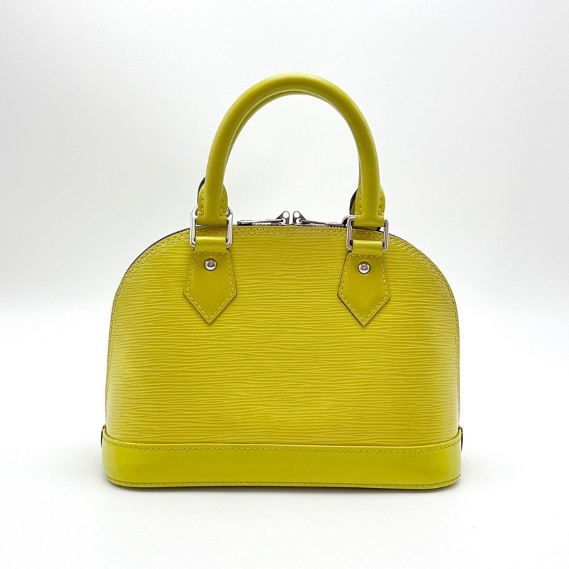 LV 黃色銀扣水波紋 貝殼Alma BB手提肩背斜背包24*17.5*11 98新配件塵袋 鎖鑰匙-3