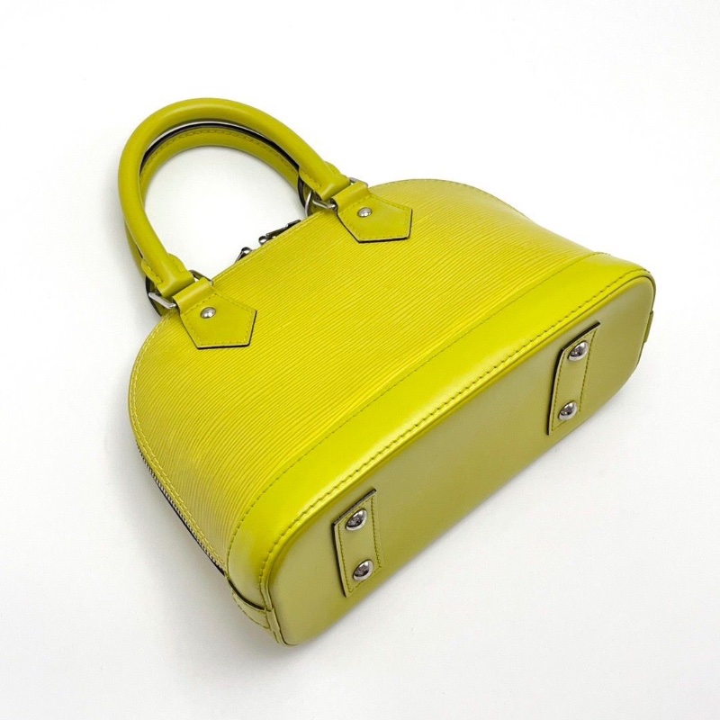 LV 黃色銀扣水波紋 貝殼Alma BB手提肩背斜背包24*17.5*11 98新配件塵袋 鎖鑰匙-4