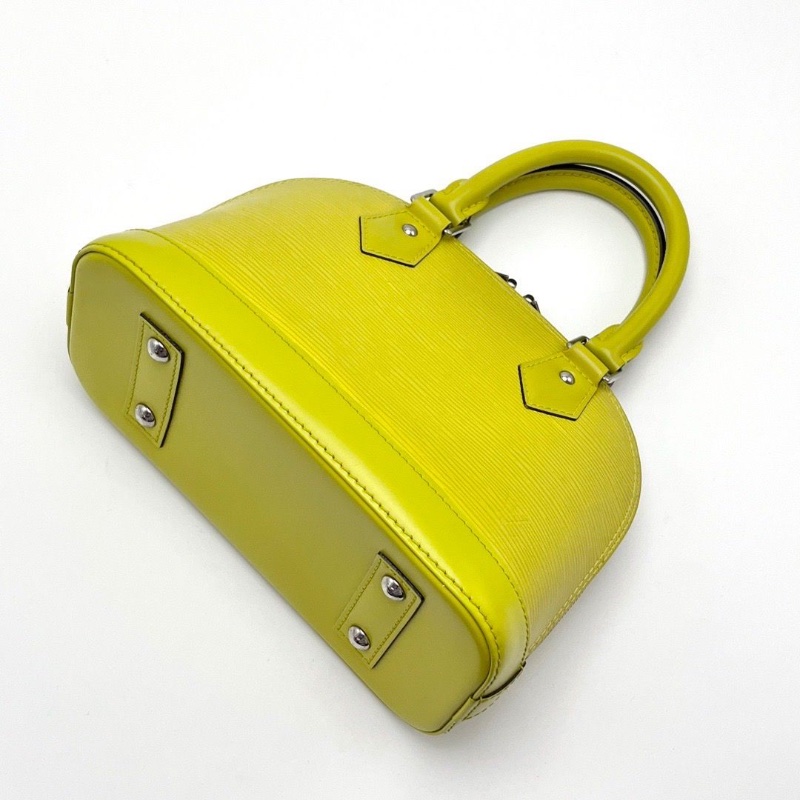 LV 黃色銀扣水波紋 貝殼Alma BB手提肩背斜背包24*17.5*11 98新配件塵袋 鎖鑰匙-5