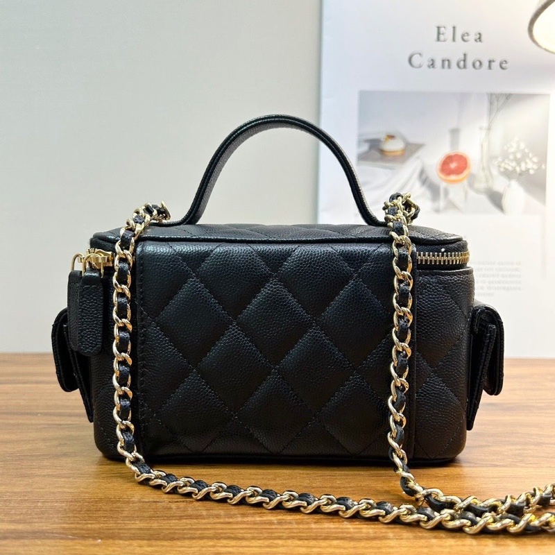 CHANEL 黑金手柄 化妝盒子手提肩背斜背包16*10*8 98新配件購證塵袋-4