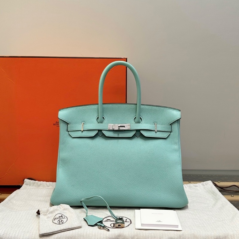 HERMES馬卡龍銀扣Birkin35手提包35*28*18 98新配件盒子塵袋鎖鑰匙-1