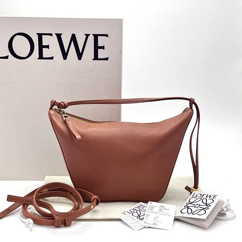 LOEWE Hammock hobo棕褐色mini手提肩背包16*17*9.5 98新配件盒子塵袋-1