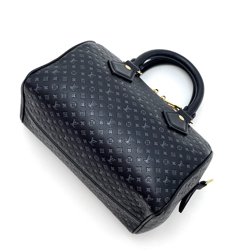 LV黑壓紋小花 speedy20手提肩背包芯片款20.5*13*11.5 98新配件塵袋鎖鑰匙吊牌-3