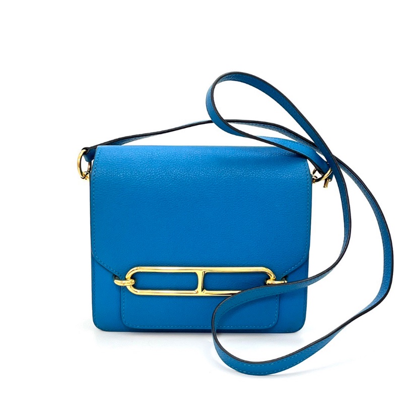 HERMES坦桑尼亞藍金扣豬鼻子19肩背斜背包 18*16*5 98新配件塵袋-1