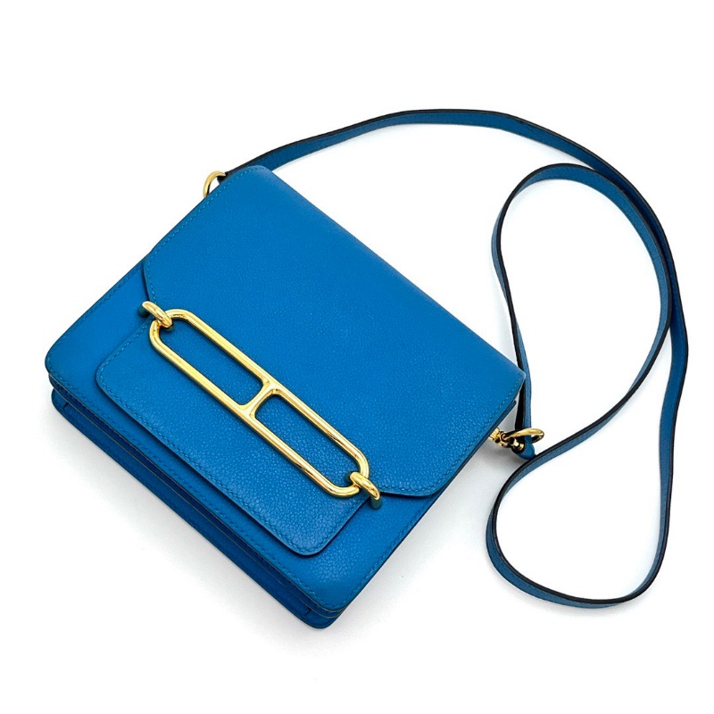 HERMES坦桑尼亞藍金扣豬鼻子19肩背斜背包 18*16*5 98新配件塵袋-3