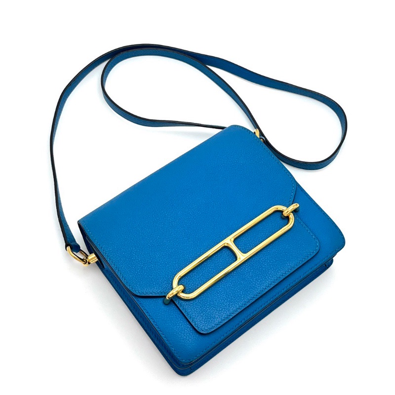 HERMES坦桑尼亞藍金扣豬鼻子19肩背斜背包 18*16*5 98新配件塵袋-5