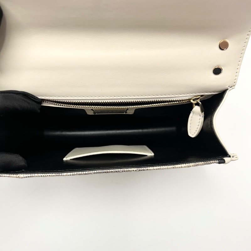 BVLGARI SerpentiDiamondBlast  黑白拼色蛇頭肩背斜背包24*16*6 98新配件塵袋鏡子-2