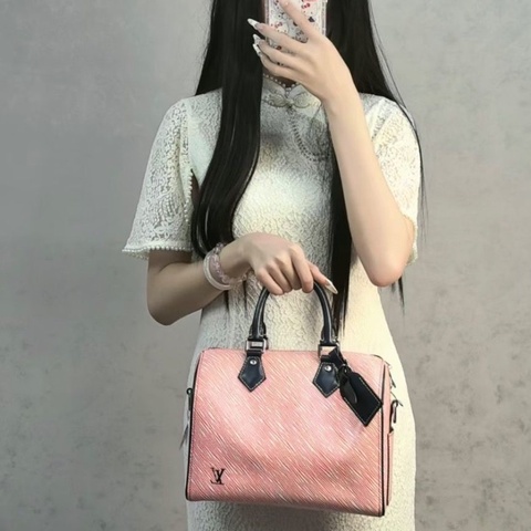 LV 水波紋speedy25 紅藍拼色手提肩背包 25*20*15 98新配件塵袋