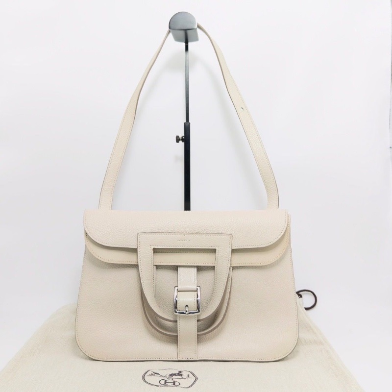 HERMES halzan31奶昔白銀扣手提肩背斜背包31*21*9 98新配件塵袋-1