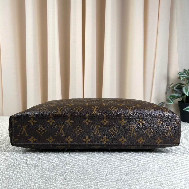 LV路易威登老花公文包 經典Monogram配色 黑色手柄 有肩帶-4