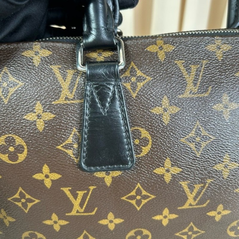 LV路易威登老花公文包 經典Monogram配色 黑色手柄 有肩帶-6