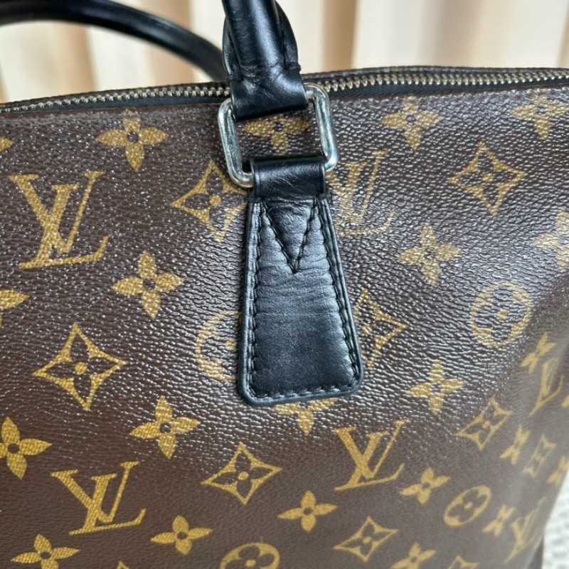 LV路易威登老花公文包 經典Monogram配色 黑色手柄 有肩帶-7