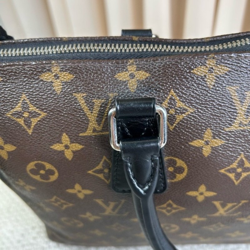 LV路易威登老花公文包 經典Monogram配色 黑色手柄 有肩帶-8