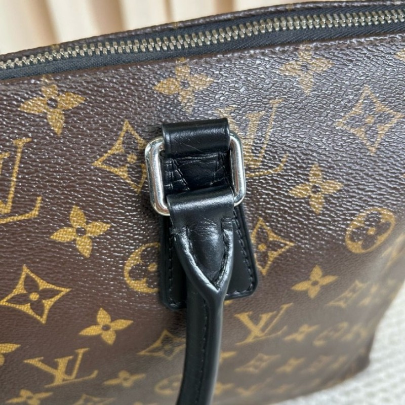 LV路易威登老花公文包 經典Monogram配色 黑色手柄 有肩帶-9