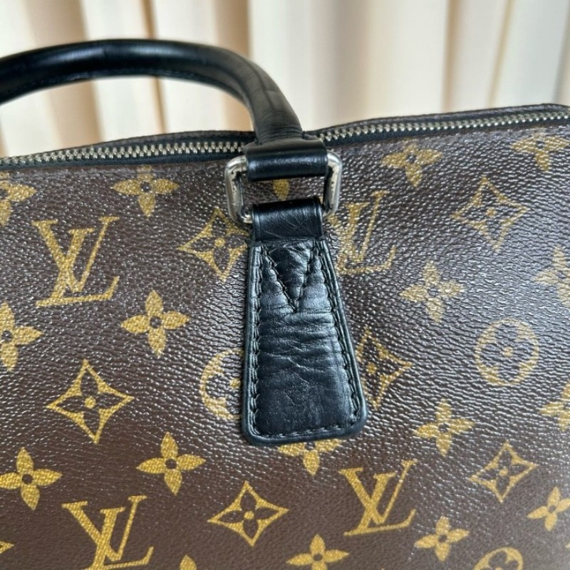 LV路易威登老花公文包 經典Monogram配色 黑色手柄 有肩帶-12