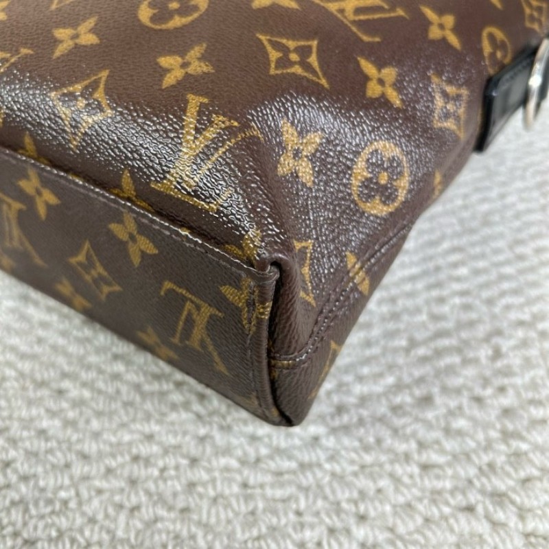LV路易威登老花公文包 經典Monogram配色 黑色手柄 有肩帶-17