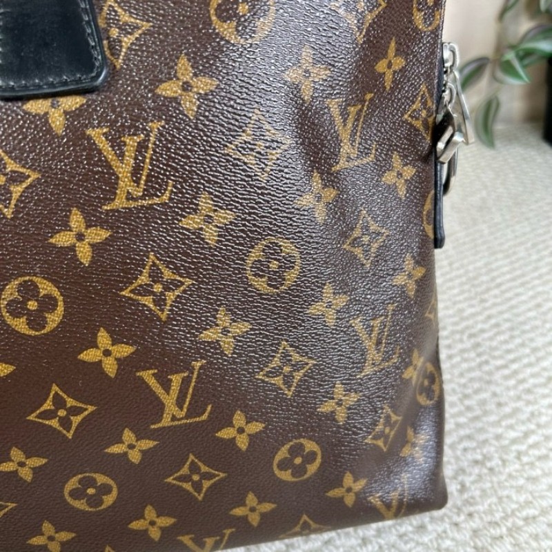 LV路易威登老花公文包 經典Monogram配色 黑色手柄 有肩帶-22