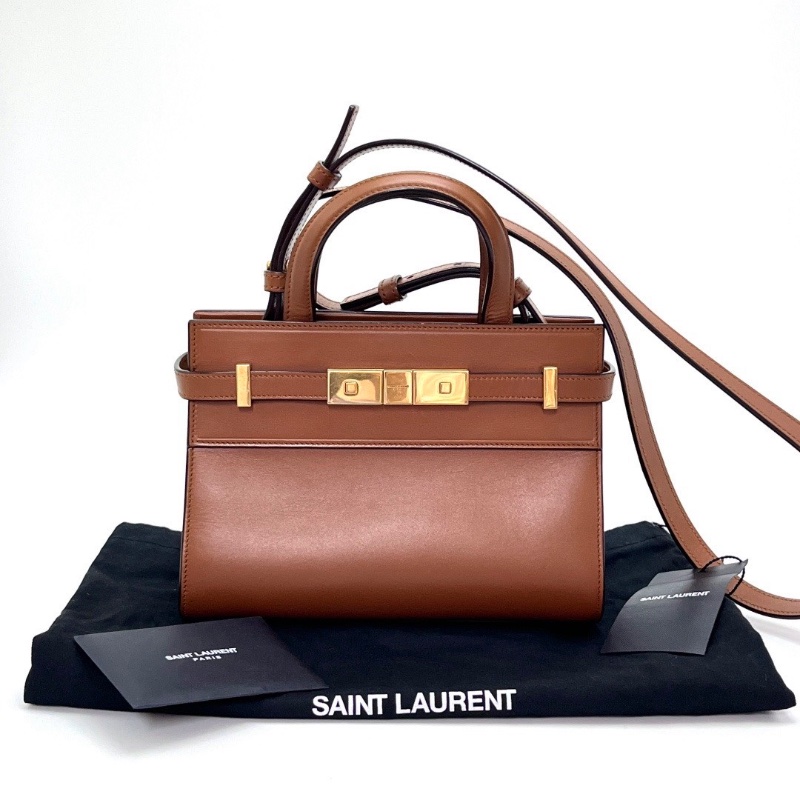 YSL焦糖色曼哈頓小號 手提肩背斜背包21*15*10.5 98新配件塵袋-1