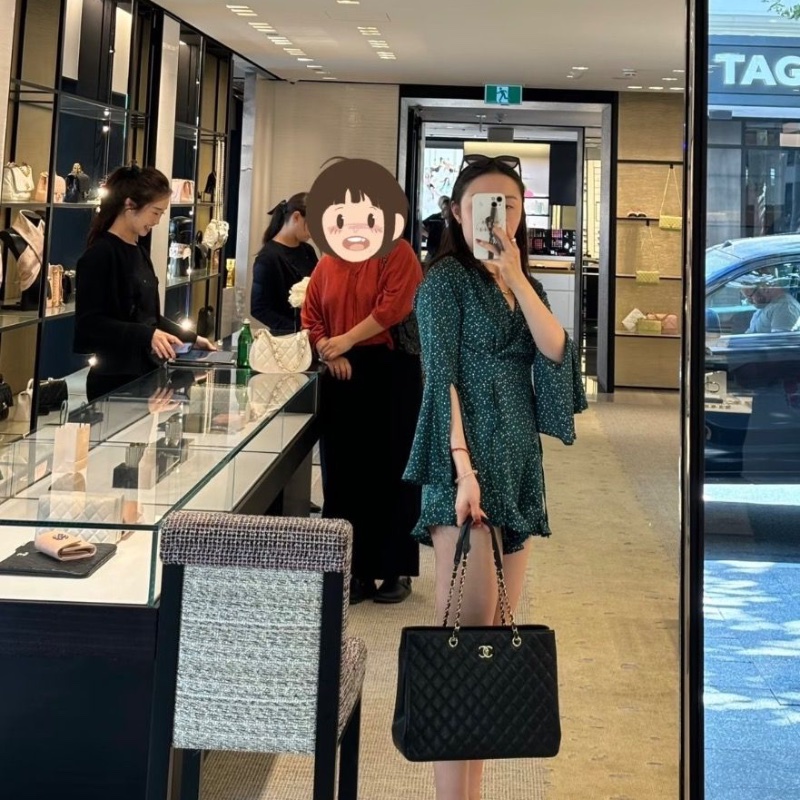 CHANEL 24sgst黑金荔枝牛皮手提肩背托特包36*27.5*10 98新配件塵袋購證-0