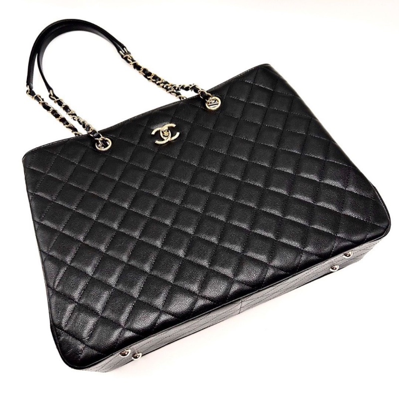 CHANEL 24sgst黑金荔枝牛皮手提肩背托特包36*27.5*10 98新配件塵袋購證-3