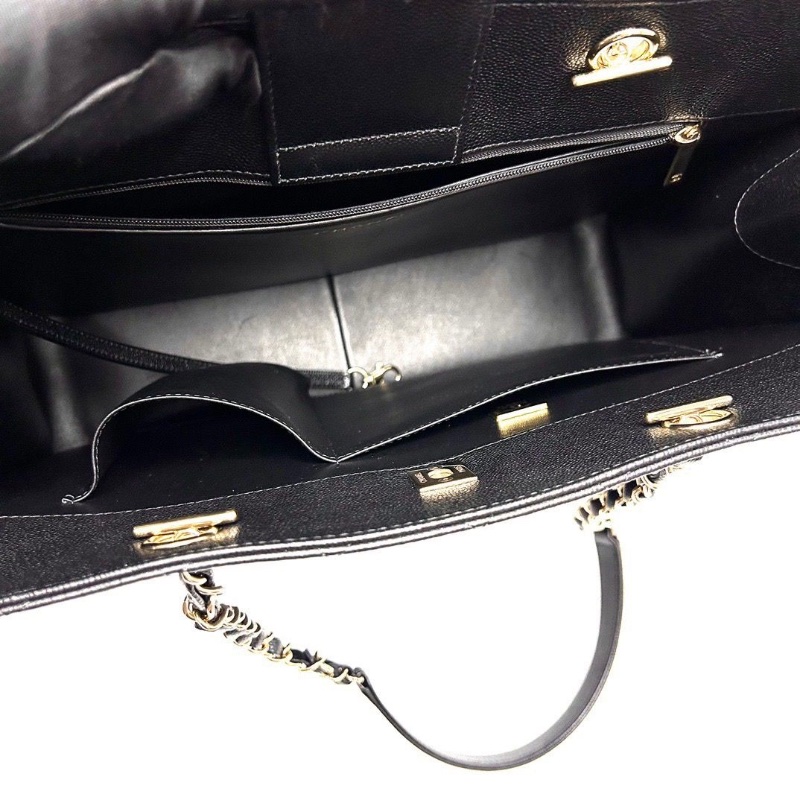 CHANEL 24sgst黑金荔枝牛皮手提肩背托特包36*27.5*10 98新配件塵袋購證-4