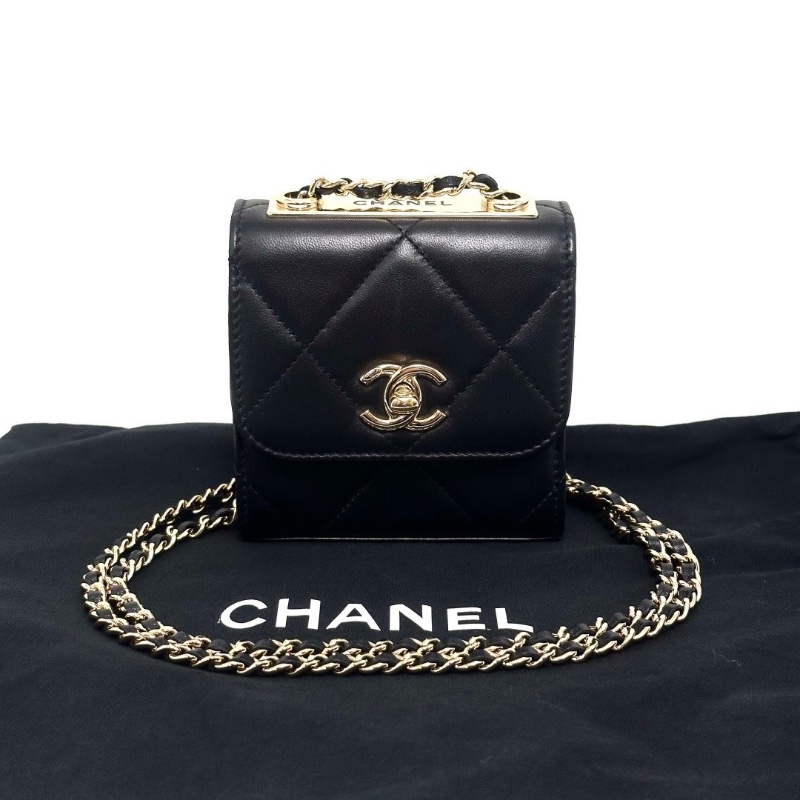 CHANEL黑金Trendy CC羊皮肩背斜背包11.5*12*5.5 98新配件塵袋-1