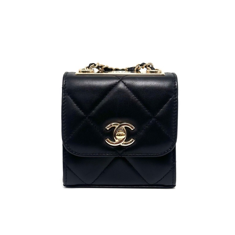 CHANEL黑金Trendy CC羊皮肩背斜背包11.5*12*5.5 98新配件塵袋-5