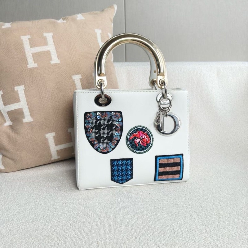 Dior五徽章刺繡限量五格黛妃24*20*12 98新保卡塵袋-6