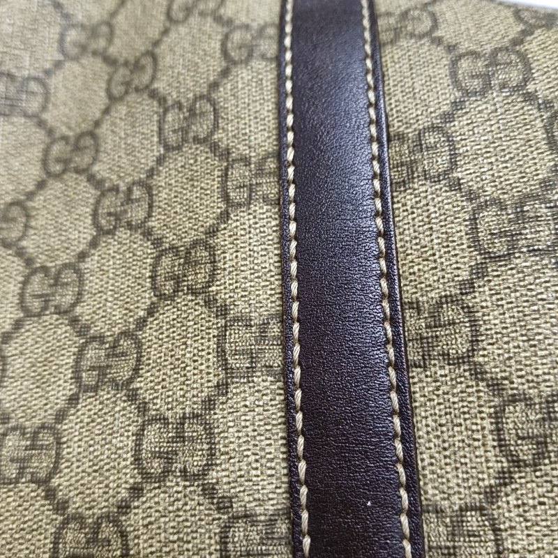 GUCCI Joy 棕色塗層帆布老花電腦公事包手提包金色五金 可拆卸肩帶-7