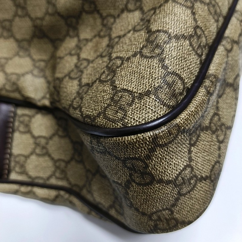 GUCCI Joy 棕色塗層帆布老花電腦公事包手提包金色五金 可拆卸肩帶-15