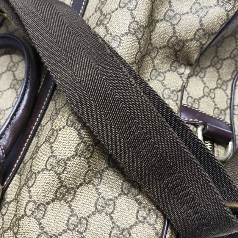 GUCCI Joy 棕色塗層帆布老花電腦公事包手提包金色五金 可拆卸肩帶-21