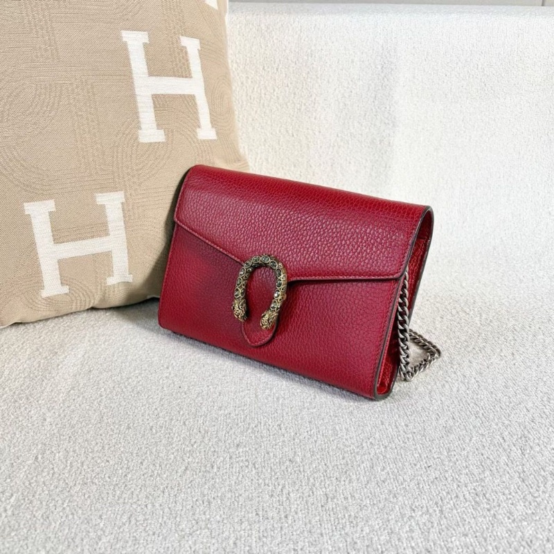 Gucci酒神woc鏈條包 紅色 銀扣 20*15*4 98新配件塵袋-4