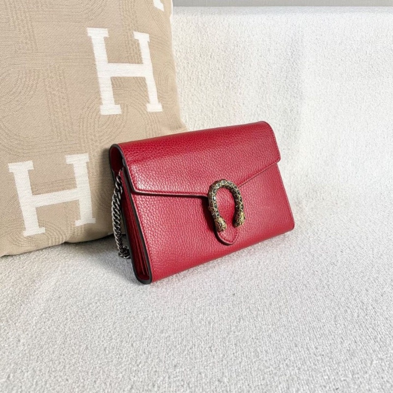 Gucci酒神woc鏈條包 紅色 銀扣 20*15*4 98新配件塵袋-6