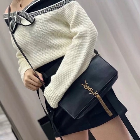 Ysl流蘇kate肩背斜背包黑色 金扣 26*14*5 98新配件塵袋